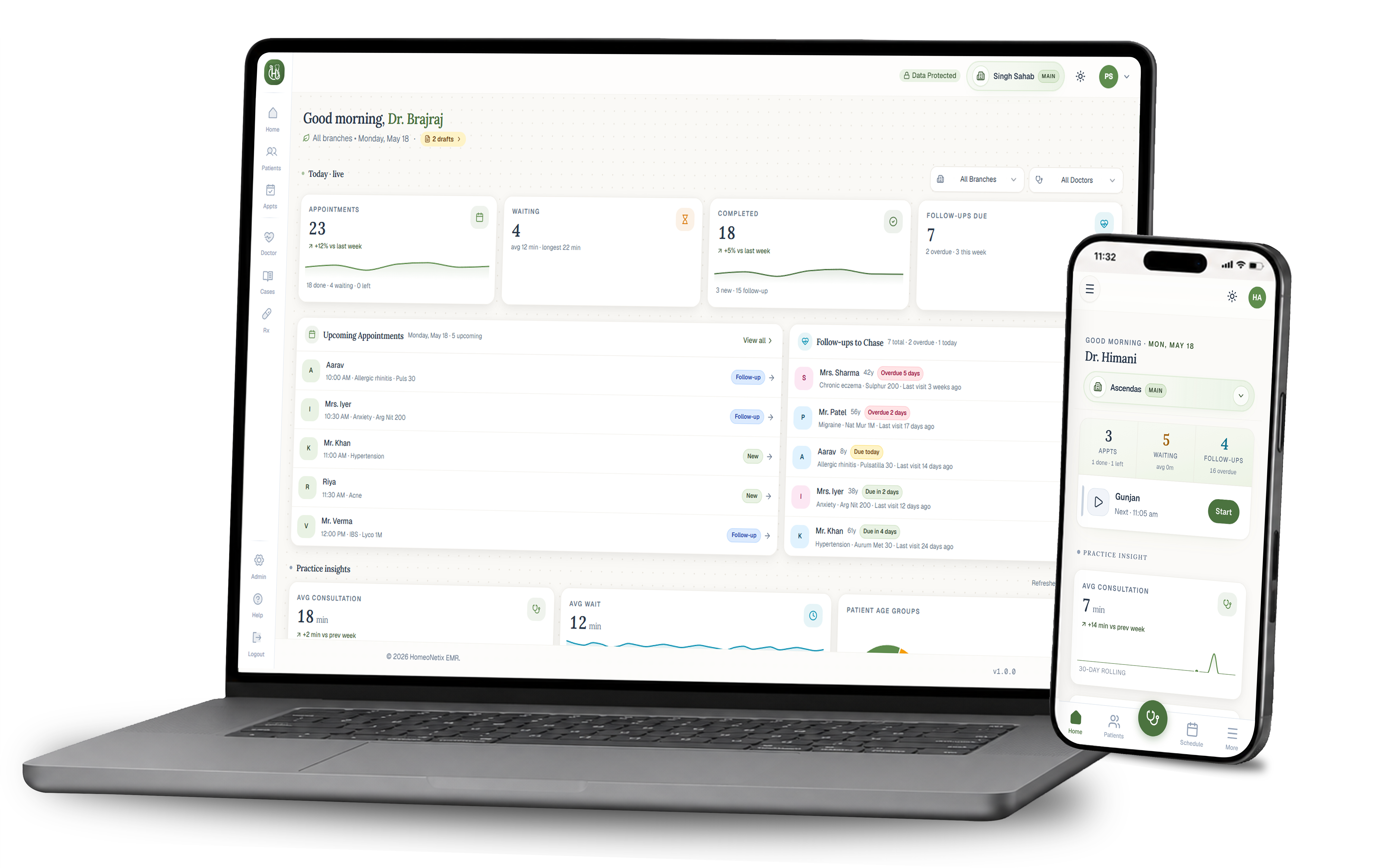 HomeoNetix EMR on laptop and mobile